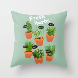 Fresh Herbs sage green Print Throw Pillow