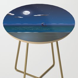 A Sailboat In The Moonlight Side Table