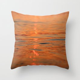 Abstract Orange Ocean Waves Sunset Throw Pillow