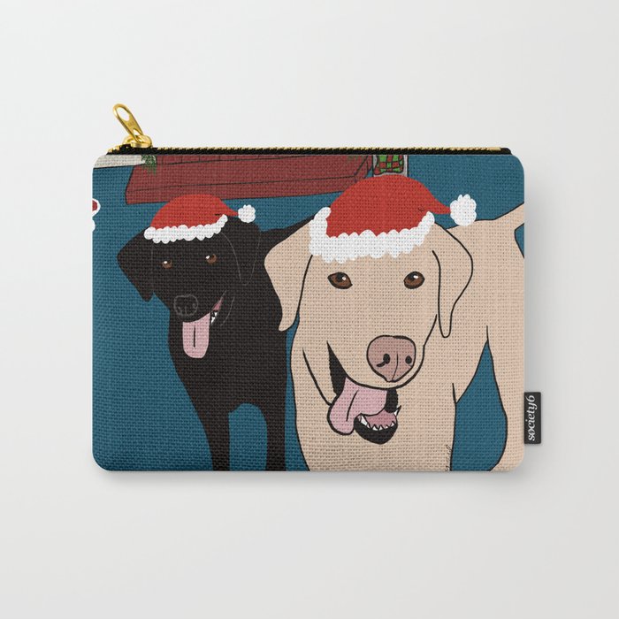 Labs Love Christmas! Carry-All Pouch | Drawing, Labradors, Christmas, Labs-at-christmas, Labs, Black-lab, Yellow-lab, Gifts, Holiday, Labrador-retrievers