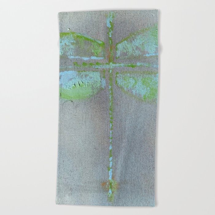 recycled wood dragonfly Beach Towel