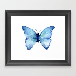 Blue Butterfly Watercolor Framed Art Print