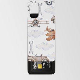 Watercolor baby pattern with retro cars and planes Android Card Case