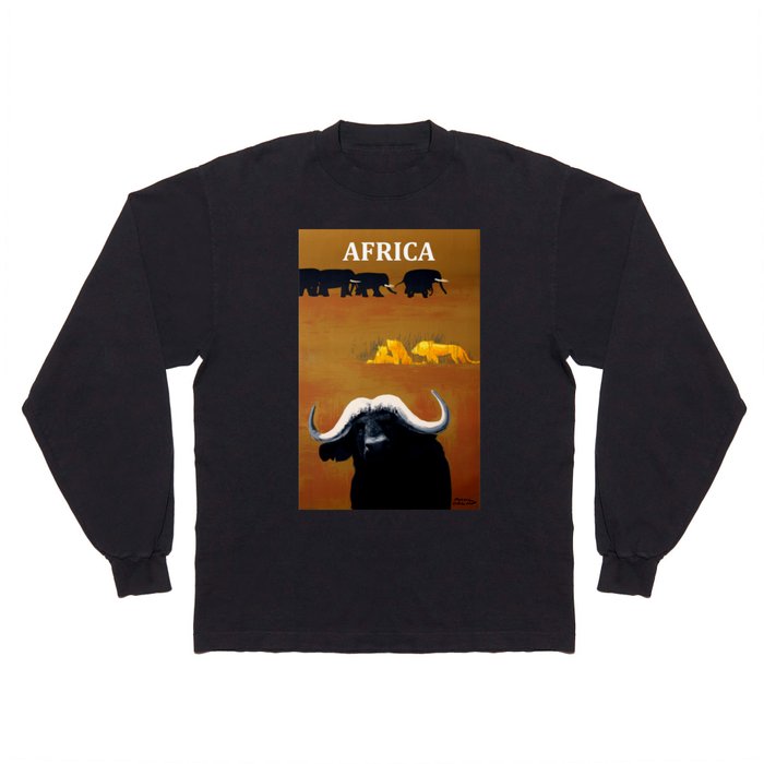 Vintage Africa Travel - Water Buffalo Long Sleeve T Shirt