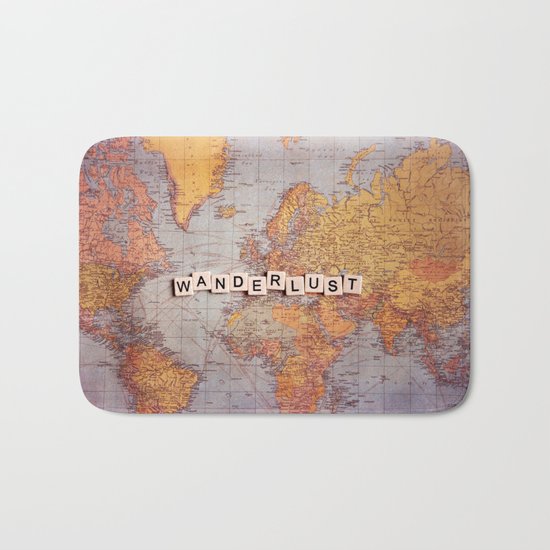 wanderlust map Bath Mat