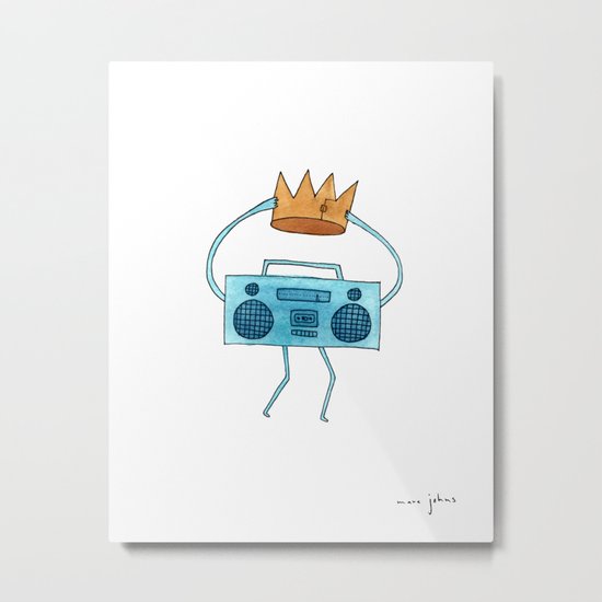 boombox holding a paper crown Metal Print