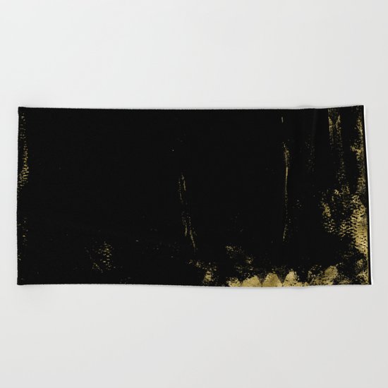 Black and Gold grunge modern abstract backround I Beach Towel