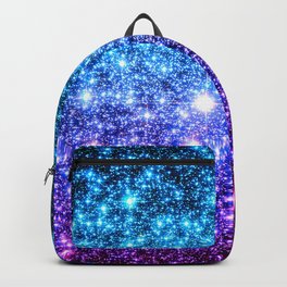 Glitter Galaxy Stars : Turquoise Blue Purple Hot Pink Ombre Backpack