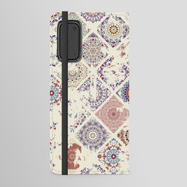 Seamless vintage pattern with an effect of attrition. Patchwork carpet. Hand drawn seamless abstract pattern from tiles. Azulejos tiles patchwork. Portuguese and Spain decor.  Android Wallet Case