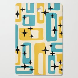 Retro Mid Century Modern Abstract Pattern 224 Blue and Yellow Cutting Board