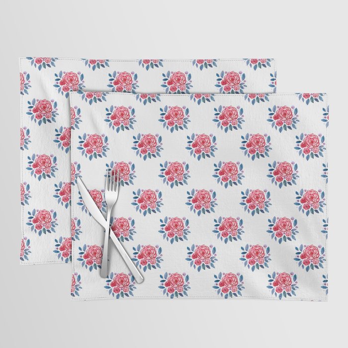 Spring roses bouquet - red and indigo Placemat