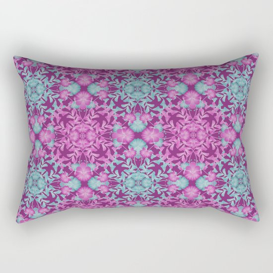 Blue pink floral pattern Rectangular Pillow