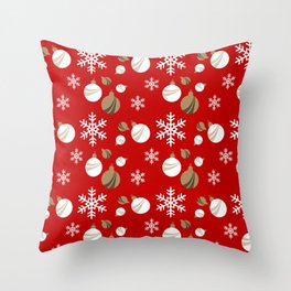 Christmas Ornaments in Red and White Throw Pillow