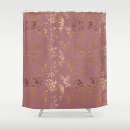 Mauve pink faux gold wildflowers illustration Shower Curtain