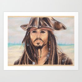 Jack Sparrow Portrait // Fauve B Creations Art Print | Jacksparrowdrawing, Fauvebcreations, Carribean, Sparrow, Davyjones, Sexypirate, Potc, Jacksparrow, Pirate, Coloredportrait 