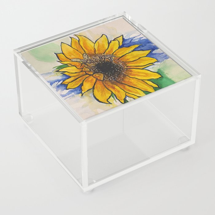 Sunflower and Bees Acrylic Box