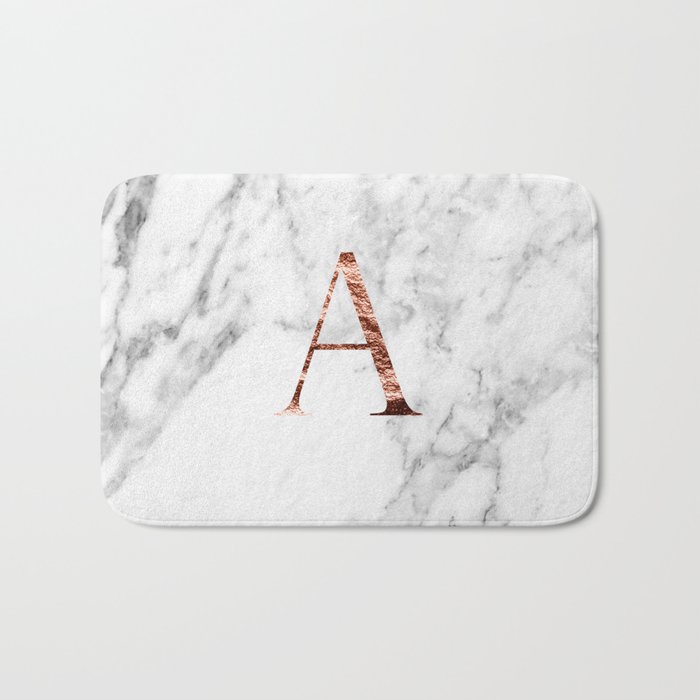 Monogram rose gold marble A Bath Mat