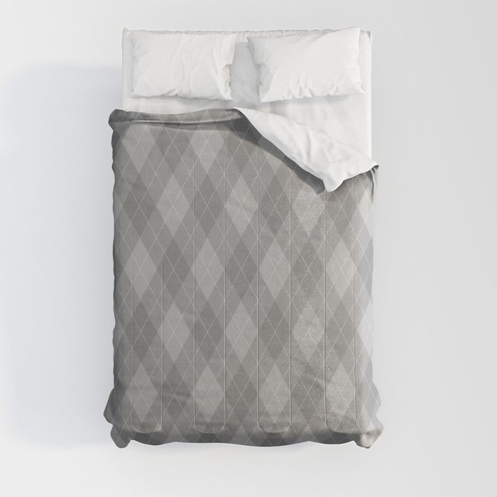 Argyle Fabric Pattern - Graphite Silver Gray / Grey Comforter