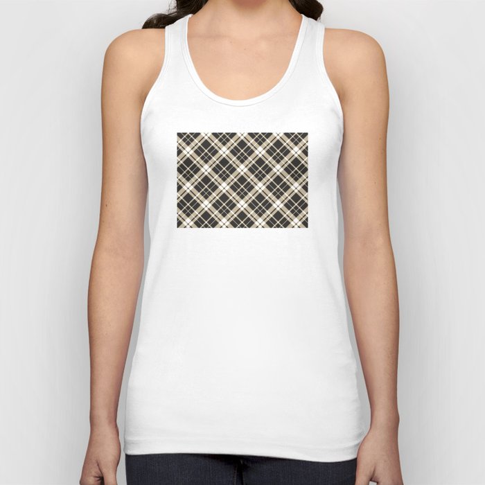 Black brown gingham checked Tank Top