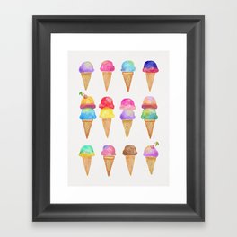 Summer Ice Cream Cones Framed Art Print