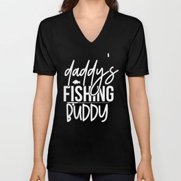Daddy's Fishing Buddy Cute Kids Hobby V Neck T Shirt