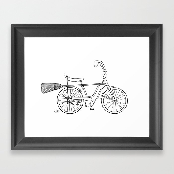 vintage witch bike Framed Art Print