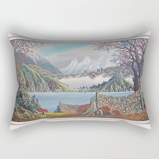 HOME ON THE NORTHWEST COAST OIL PAINTING Rectangular Pillow