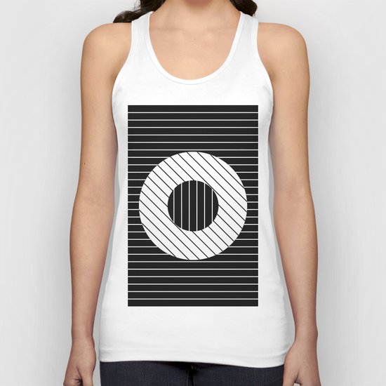 Turn (Minimalistic, black and white, geometric design) Unisex Tank Top
