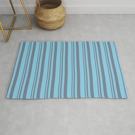[ Thumbnail: Slate Gray & Sky Blue Colored Stripes/Lines Pattern Rug ]