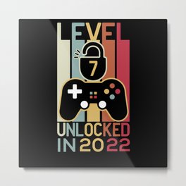Level 7 unlocked in 2022 gamer 7th birthday gift Metal Print