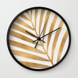 Metallic Gold Palm Leaf Wall Clock | Jungle, Leaf, Exotic, Luxury, Nature, Palm, Tropical, Artdeco, Moroccan, Gold 