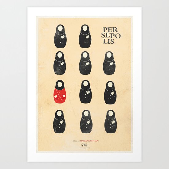 Persepolis, movie Poster, graphic novel and cartoon by Marjane Satrapi, a bipgraphy about Iran, Art Print