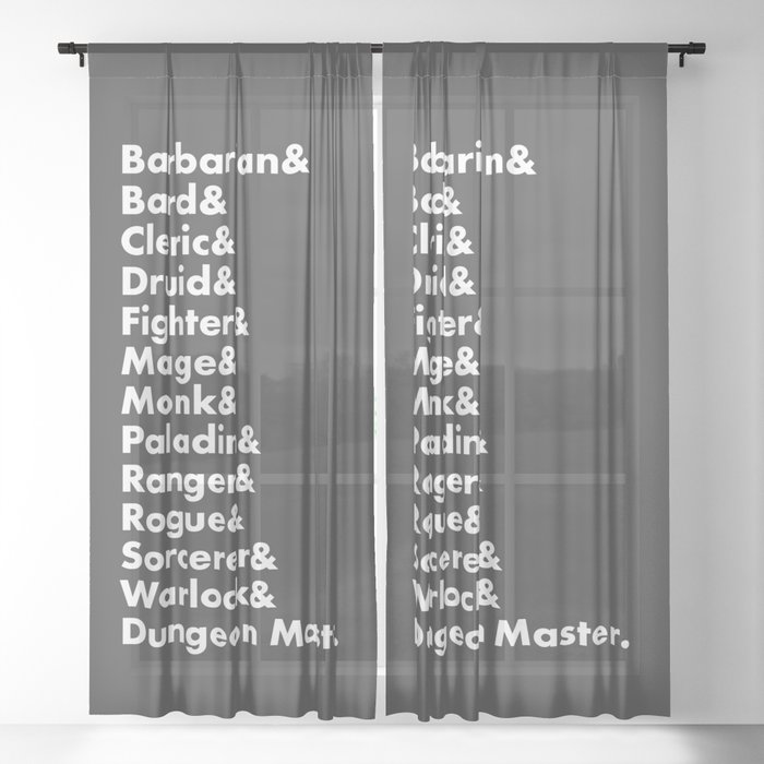 Dungeons and Dragons - Classes Sheer Curtain