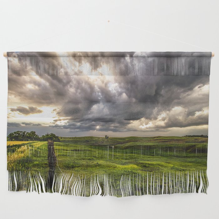 The Prairie - Golden Light Drenches Landscape After Storms in Nebraska Wall Hanging