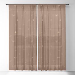 Southwestern Symbolic Pattern in Rust & Tan Sheer Curtain