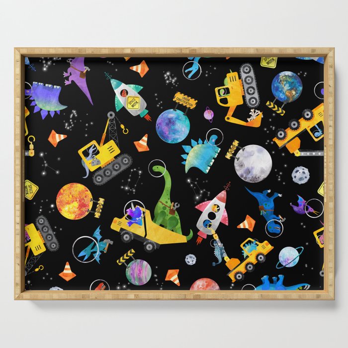 Dinosaur Astronauts Space Construction Crew Serving Tray