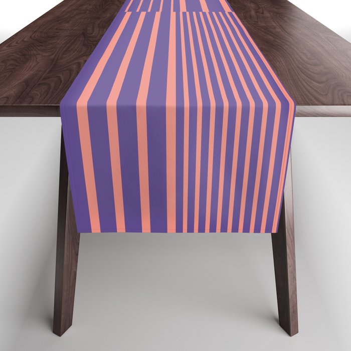 Stripes Pattern and Lines 6 in Blooming Blush Violet Table Runner