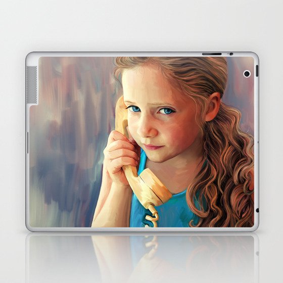 The Confidante - painting of a young girl on the phone Laptop & iPad Skin