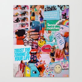 Neon Preppy Collage Canvas Print