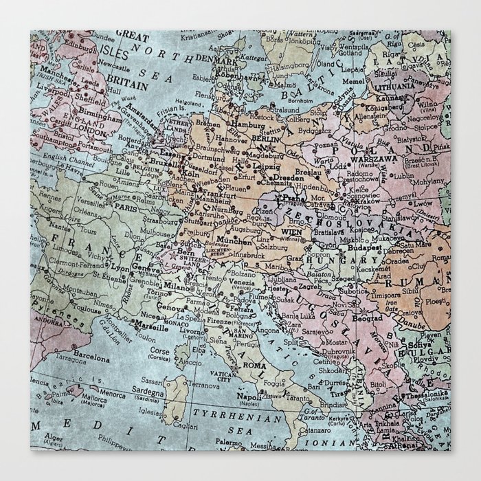 old map of Europe Canvas Print