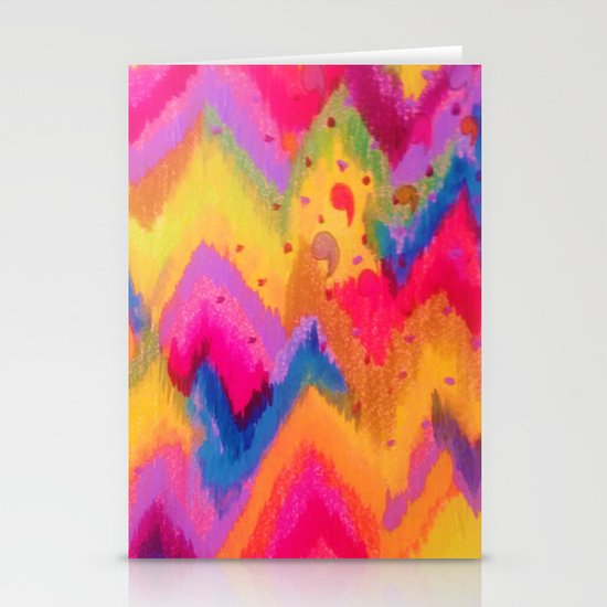 BOLD QUOTATION - Bright Vibrant Neon Quote Chevron Pattern Ikat Rainbow Trendy Design Fun Art Stationery Cards