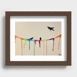 Crows on a wire in watercolor  Recessed Framed Print