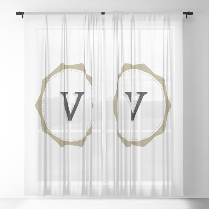 Vintage Letter V Monogram Sheer Curtain By Textures Society6