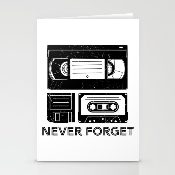 Never Forget VHS Cassette Floppy Funny Stationery Cards