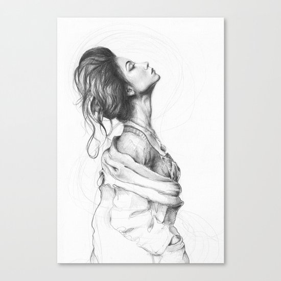 Pretty Lady Illustration Woman Portrait Beauty Canvas Print