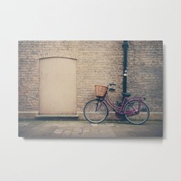maroon bicycle in Cambridge print Metal Print | Photo, Englishdecor, Cambridgephotograph, Bicyclephotograph, Minimalistdecor, Cambridgeuniversity, Maroonbicycleprint, Streetphotography, Purplebikeprint, Englandprint 