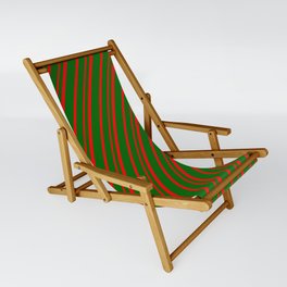 [ Thumbnail: Dark Green & Red Colored Lines Pattern Sling Chair ]