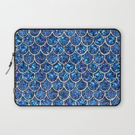Sparkly Blue & Silver Glitter Mermaid Scales Laptop Sleeve