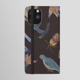 Pattern with flowers and bird 2 iPhone Wallet Case