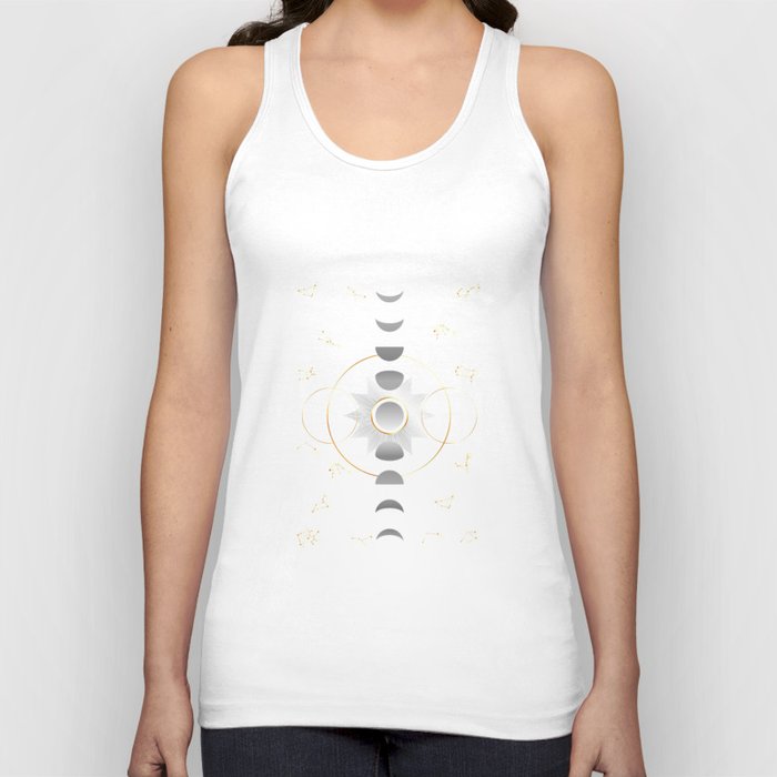 Constellations Moon phases stars and galaxy in night sky Tank Top